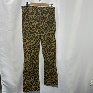 Vintage Old School Pants Mens M Brown Frog Skin Camo Cotton  32x29 Adjustable